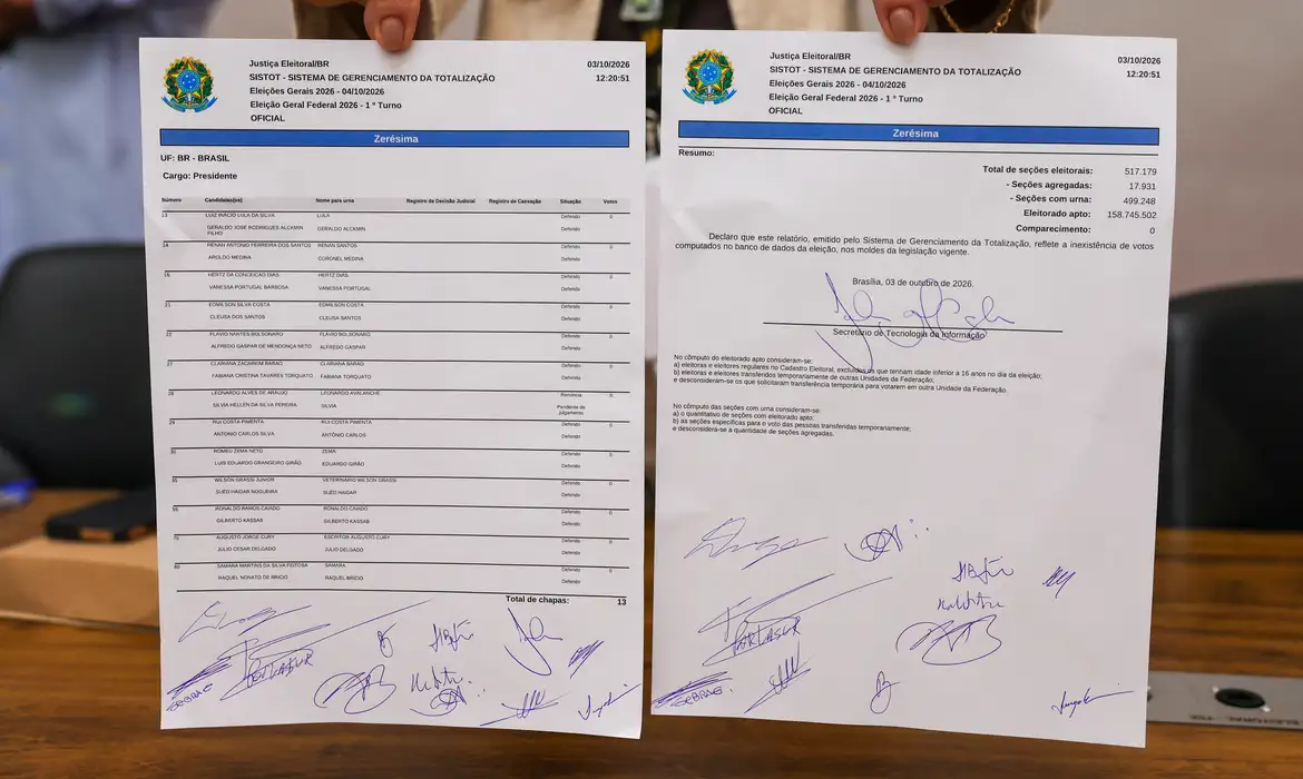 ELEIÇÕES 2026: TSE faz teste final de sistemas e emite zerézima
